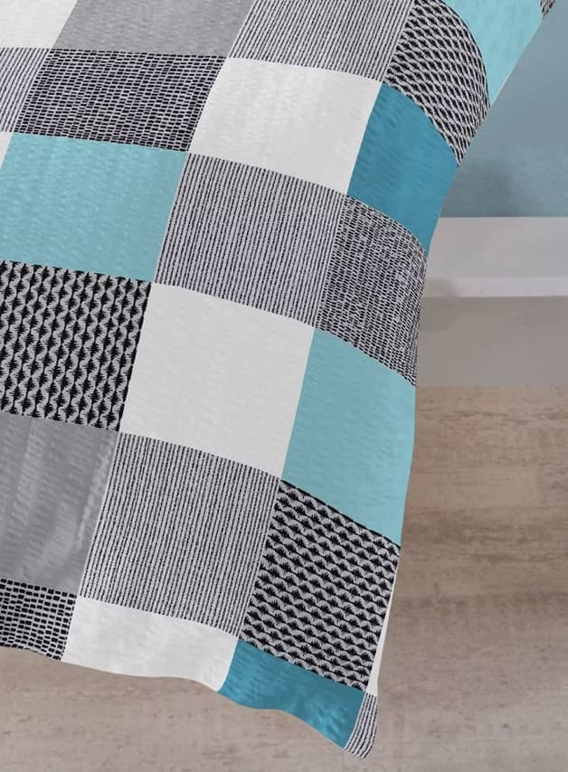 Traumschlaf Seersucker Bettwäsche Karo aqua